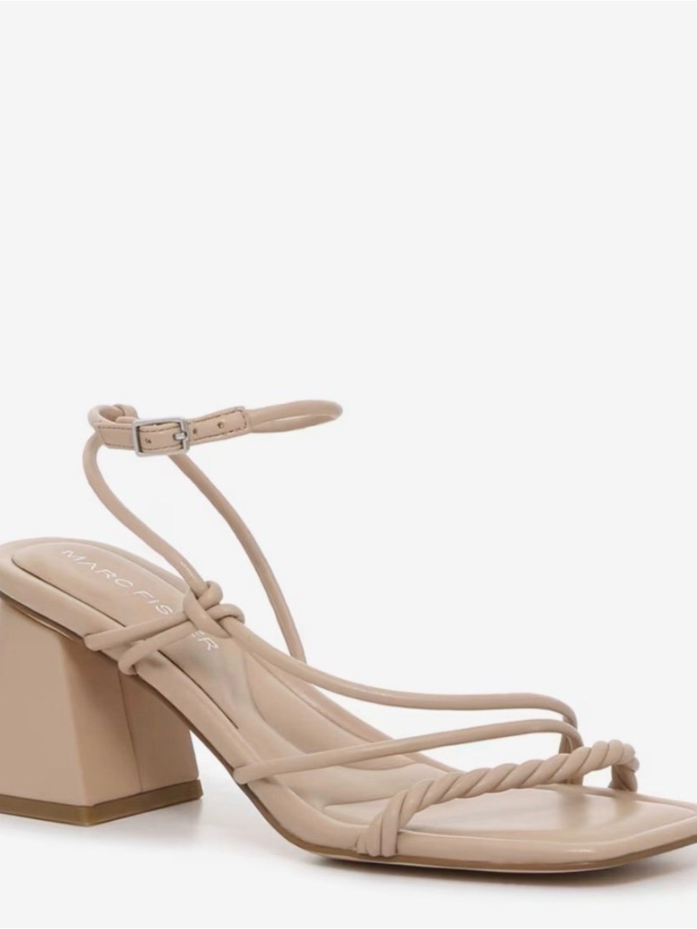 Marc Fisher Beige Twisted-Strap Block Heel Sandal